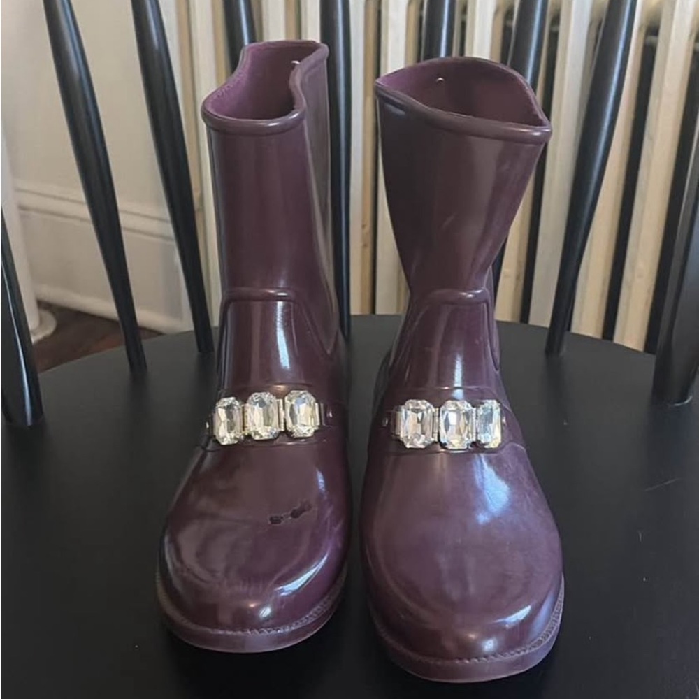 Elegant Purple Women's Boots with Crystal Accents